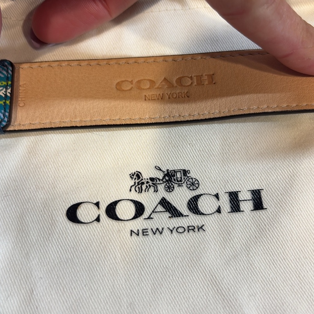 Coach NWOT Blue and Green Patterned Geometric Belt Style Bracelet - Picture 5 of 5